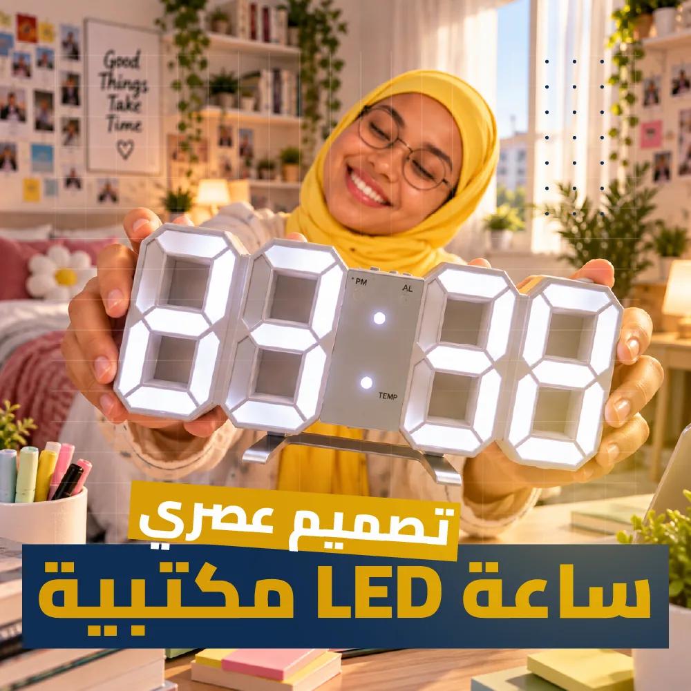 ساعة LED مكتبية مصممة لتجعل الوقت واضحا أمامك دائمًا، ضوح أكبر و متابعة أسهل